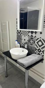 亚眠Duplex cocoooning的一间带水槽和镜子的浴室