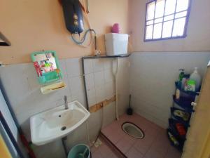 巴力拉惹Homestay Melewar的一间带水槽和卫生间的小浴室