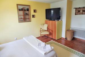 科利亚多·比利亚尔瓦One bedroom apartement with furnished garden and wifi at Collado Villalba的配有床、电视和椅子的房间