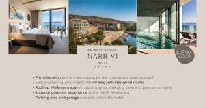茨里克韦尼察Aminess Younique Narrivi Hotel的一张床铺和一张游泳池的照片