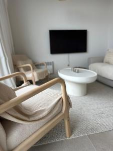 德帕内Appartement Sainte-Cécile的客厅配有电视和椅子