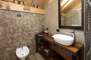 利维尼奥Chalet Da Florin的一间带水槽和卫生间的浴室