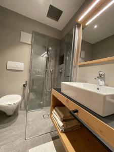 韦尔图尔诺莫亚里霍夫酒店的一间带水槽和淋浴的浴室