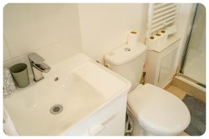 马恩河畔维列2 pièces entre Paris et Disney的白色的浴室设有卫生间和水槽。