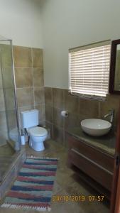 乔治Oubaai Ocean View Private Self catering rooms Herolds Bay的一间带卫生间和水槽的浴室