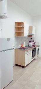 维也纳King Studio 3P WL的厨房配有白色冰箱和洗碗机。