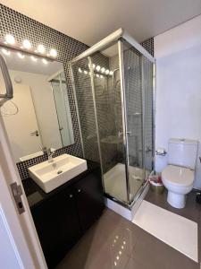 里斯本LISBON CENTRE BIG SUPERIOR FLAT的带淋浴、盥洗盆和卫生间的浴室
