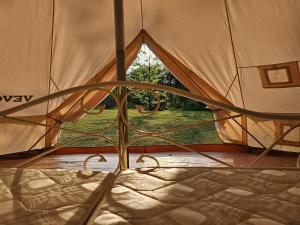 CarpinTipi Glamping Naturcamping in der Seenplatte inklusive Strom- Dixi-WC!!的从帐篷内可欣赏到美景