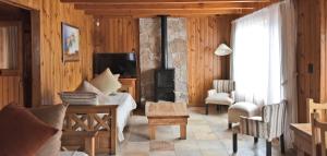 圣马丁德洛斯Apart Hotel Orilla Mansa by Visionnaire的带沙发和炉灶的客厅