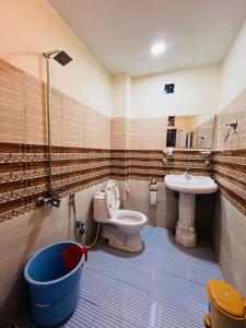 锡卡都Blue Sky Hotel & Restaurant的一间带卫生间和水槽的浴室