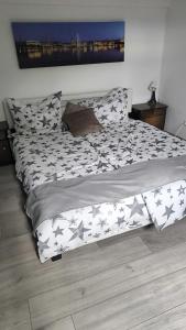 多森海姆Mühltal Guesthouse的卧室里的一张星星大床