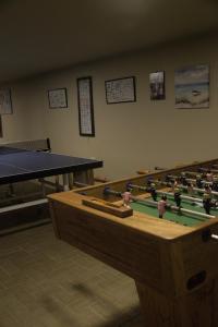 卡诺阿斯德蓬萨尔Hotel Gran Azul Bungalows的一间带台球桌和乒乓球桌的房间