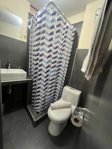 利马Lima Airport Tampu的浴室配有白色卫生间和盥洗盆。