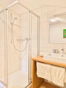 施科佩尔瑙Pension Zita的带淋浴和盥洗盆的浴室