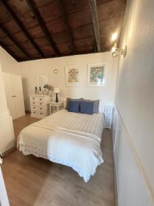 马佐La casita de Mazo的一间卧室配有一张带蓝色枕头的床