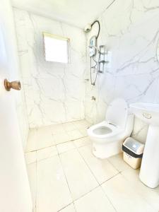杜马格特White House Villa的白色的浴室设有卫生间和水槽。