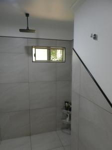 卡德韦尔Vista Hinchinbrook的浴室设有玻璃淋浴间和窗户