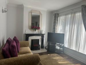 戈尔韦St Bridget's Apartments的客厅设有壁炉和电视。