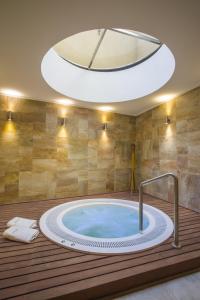 布宜诺斯艾利斯ARC雷科莱塔精品酒店及Spa的一个带大型天花板的客房内的按摩浴缸