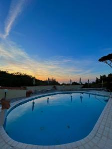 伊斯基亚Resort Villa Flavio的一座享有日落美景的大型游泳池