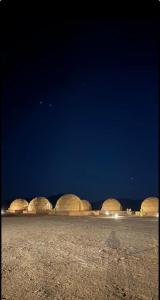瓦迪拉姆The Rock Camp的一群夜晚在沙漠中的圆顶