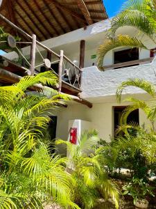 El YaqueHotel The Winds Of Margarita的前面有棕榈树的房子