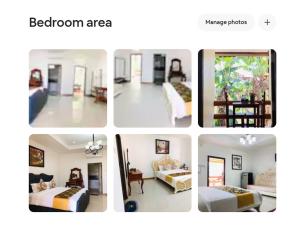 万荣Vang Vieng Romantic Resort的卧室区四幅图片的拼贴