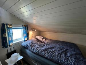 GibostadVisit Leif at Senja的一个小房间的一个床位,设有窗户
