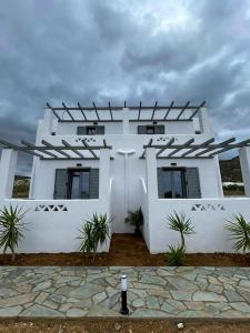 斯基罗斯岛Filia Skyros Suites的前面有植物的白色房子