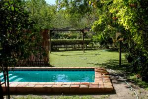 马翁Thamalakane guest house的一个带围栏的院子内的游泳池