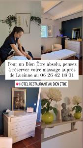 维勒克罗兹Au Bien Etre piscine的一个房间三幅画的拼贴图