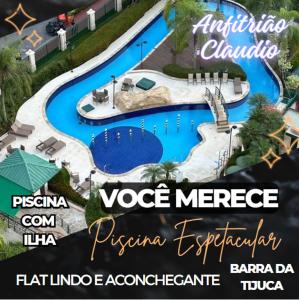 里约热内卢Flat com Vista Panorâmica na Barra da Tijuca的度假村游泳池的传单