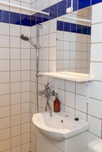 阿灵厄斯莱格特斯伽登潘森酒店的一间带水槽和镜子的浴室