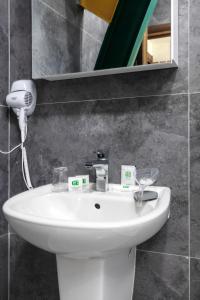 戈斯蒂瓦尔吉利绿色中心酒店的浴室设有白色水槽和镜子