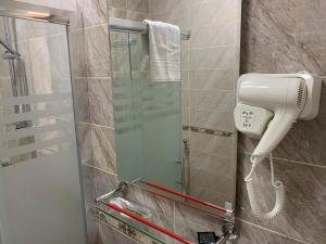 巴库Sahil Ark Hotel Baku的浴室内配有淋浴和吹风机