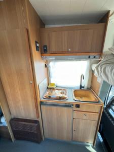 凯夫拉维克Camping Van的一间带水槽的rv小厨房
