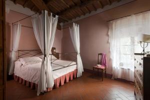 圣吉米纳诺Il Coltro的一间卧室设有天蓬床和窗户。