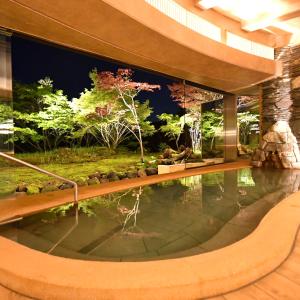 箱根Hakone Gora Byakudan的花园别墅内的游泳池