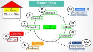 东京6 mins to walk JR Okubo station 1stop to Shinjuku BRAND NEW silent stylish 3BR villa的卢布图的流程图