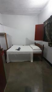 AltagraciaBananas Guest House Private Room的卧室位于客房的角落,配有一张床