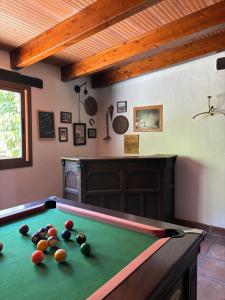卡萨雷斯The Wild Olive Andalucía Agave Guestroom的一张台球桌,里面放着球