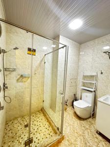 塔什干Dream Inn H&A的带淋浴和卫生间的浴室