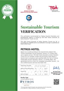 伊斯坦布尔Petros Hotel的可持续旅游业振兴标志的许可证