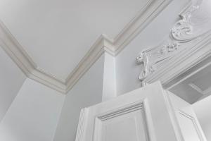 波兹南橘园公寓的白色的客房拥有白色的天花板和白色的门。