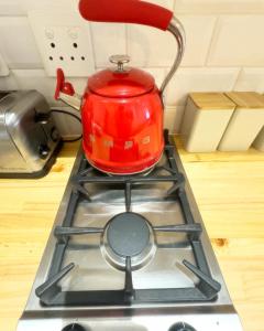 帕尔Peper Korrel的火炉上的一个红茶壶