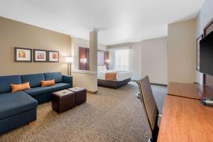 丹佛丹佛国际机场康福特套房酒店的酒店客房设有一张沙发和一张床
