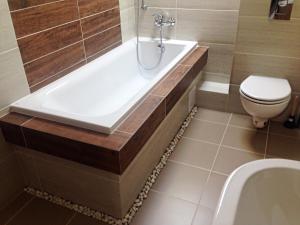 利普托斯基米库拉斯Apartmany Star的带浴缸、卫生间和盥洗盆的浴室
