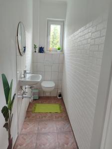 BarnbachSigi Apartment的白色的浴室设有水槽和卫生间。