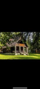 伊兹沃鲁穆列什鲁伊Lake House的坐落在郁郁葱葱的绿色田野上的房子