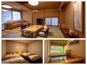 天童市宜居鹤屋日式旅馆的两张照片,一间客厅